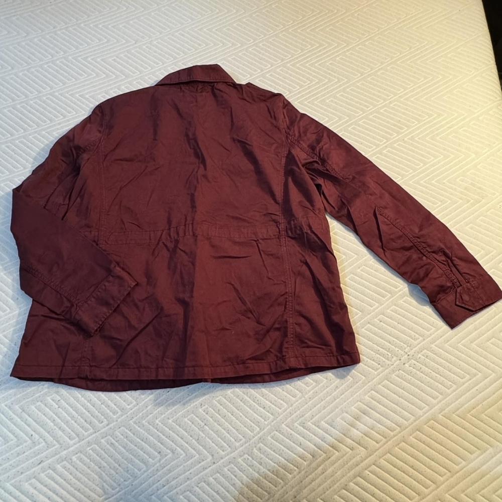 LOFT | Maroon Wine Utility Field Jacket Cinched Waist 100% Cotton Women's XL EUC - Picture 3 of 7